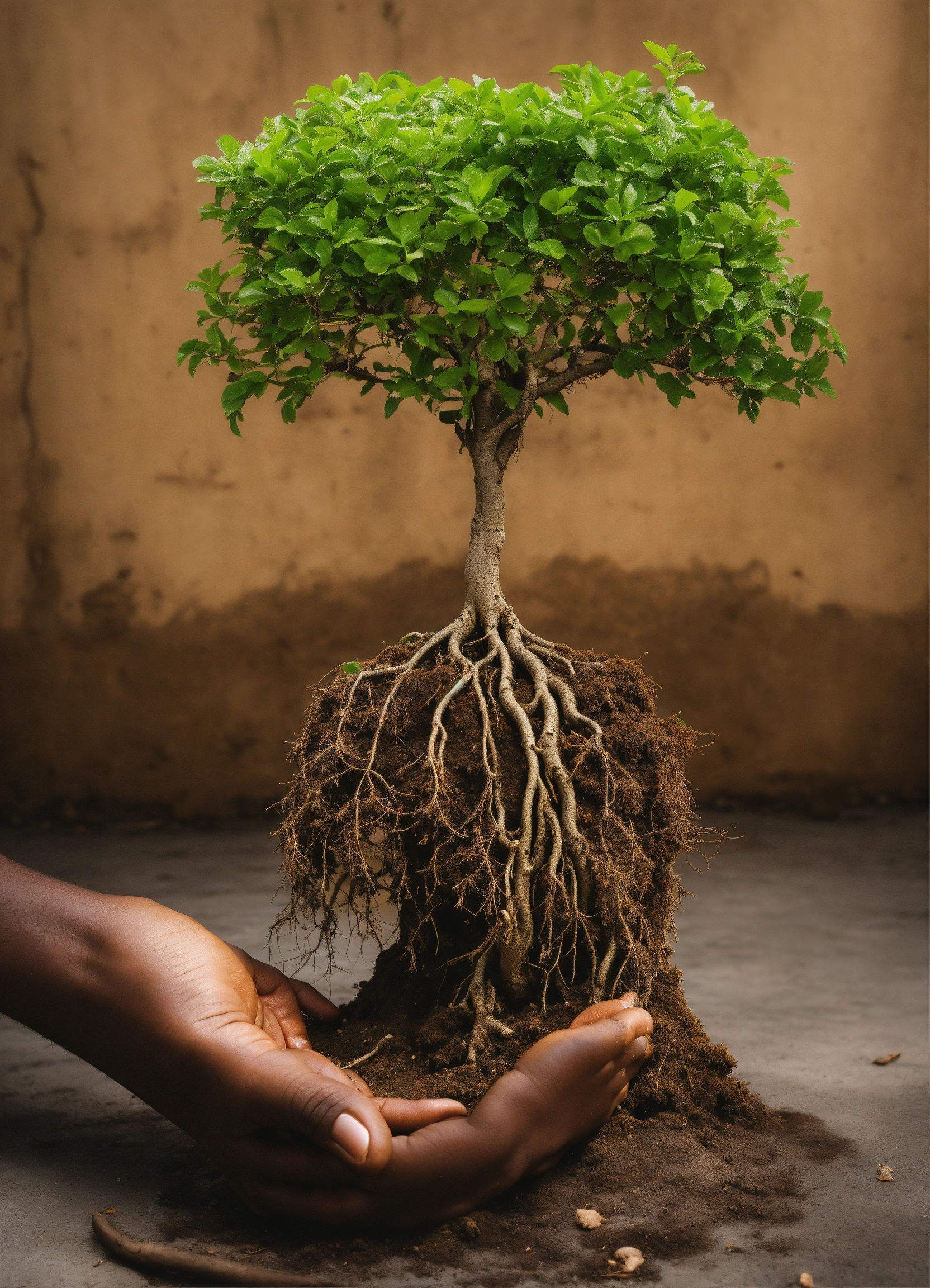 The hand of an African American person with a tree